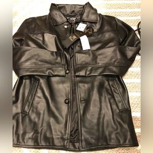 NWT Emporio Collezione Black Faux Leather Jacket - Men’s M